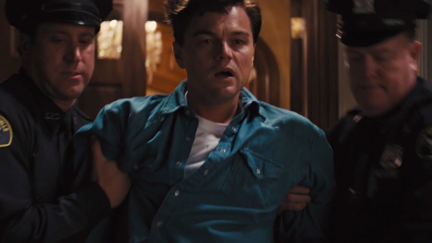 Jordan Belfort being taken into custody in The Wolf of Wall Street