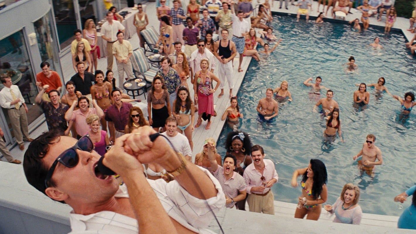 Stratton Oakmont pool party scene from The Wolf of Wall Street